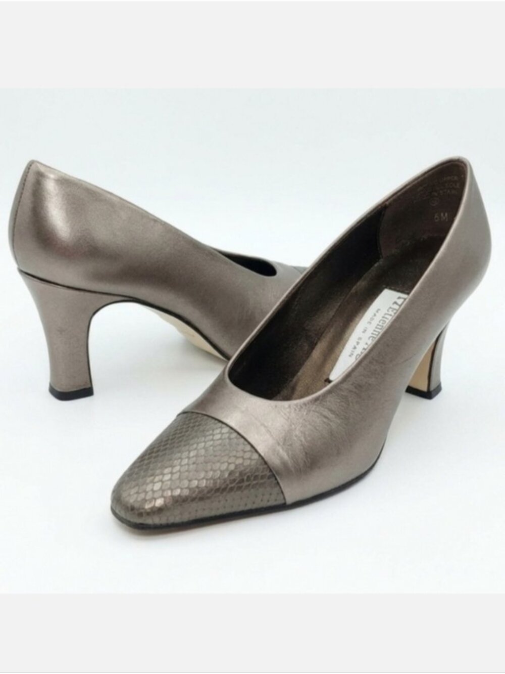 Etienne Aigner Bronze Metallic Leather Snake Pumps Made in Spain Vintage Size 6